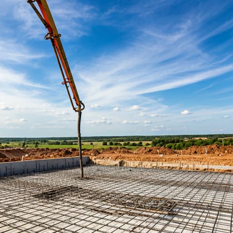 Pompă de beton la lucru pe șantier