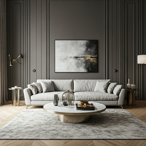 Living amenajat cu finisaje premium